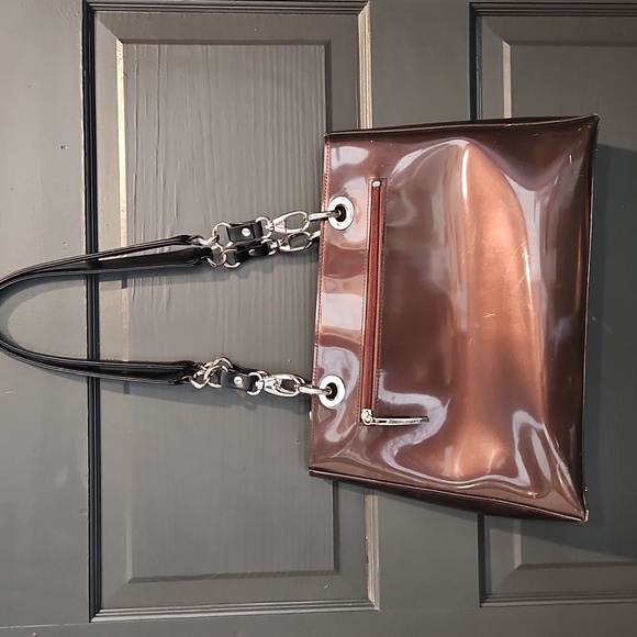 Beijo Glossy Brown Shoulder Bag - Picture 3 of 12